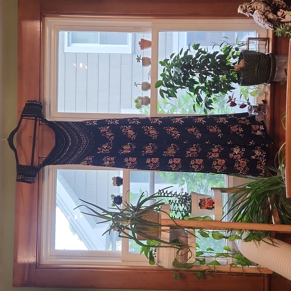 YaYa & Co. Dress, large(fits more like a medium), blue with floral and strips - Picture 3 of 6